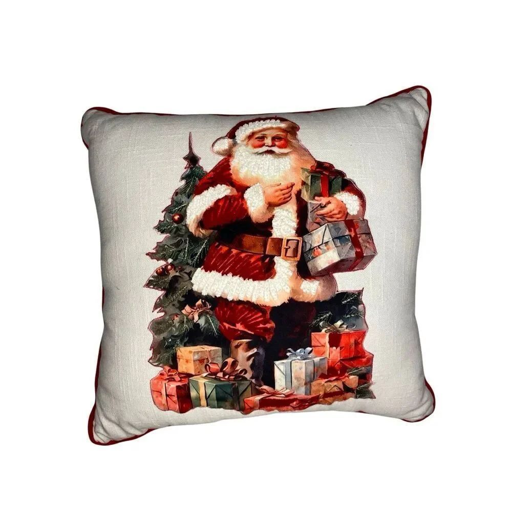 Nwot Santa Claus Christmas Pillow Holiday Decor Red White 18 Inch Xmas Festive